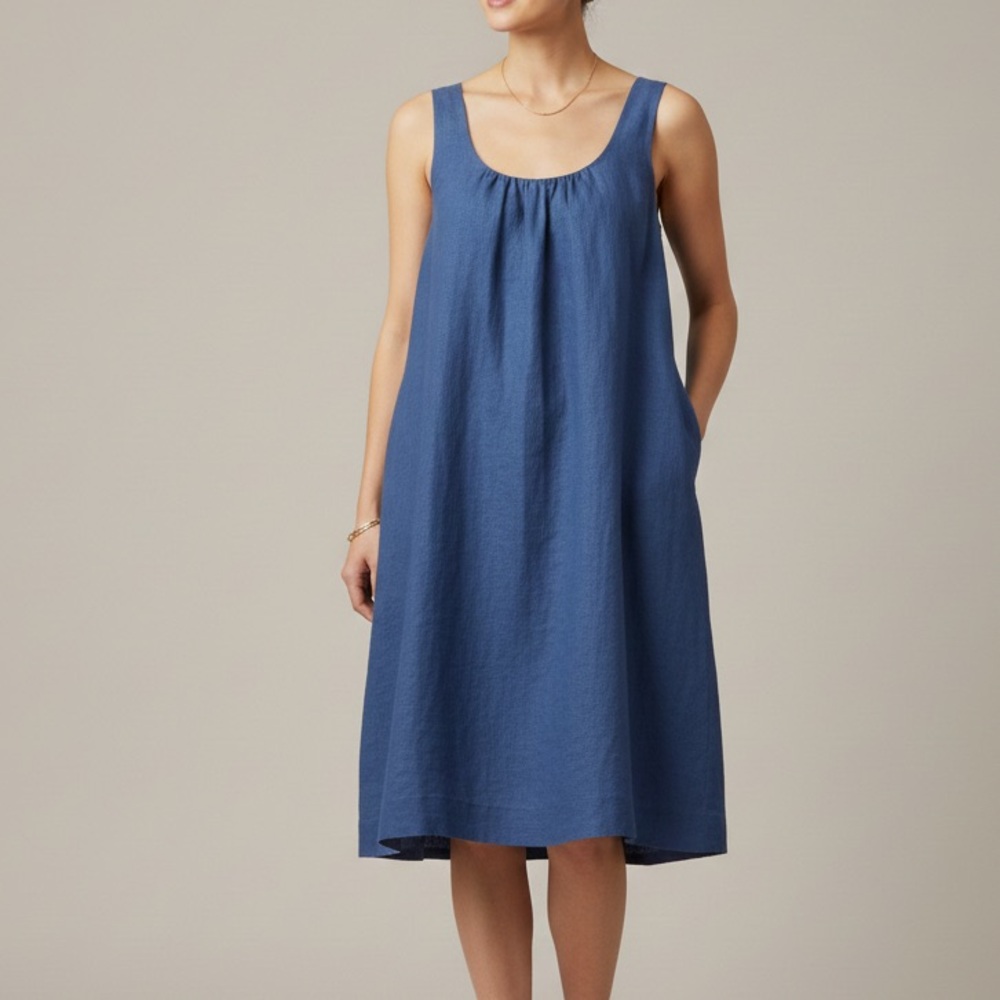 Eileen Fisher ‎ Shift Sleeveless Pockets Silk Lined Midi Dress